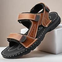 Bruin leren outdoorsandalen voor heren met verstelbare bandjes - duurzame en comfortabele wandelsandalen Lightinthebox