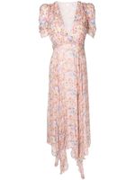 LoveShackFancy robe mi-longue à fleurs - Rose