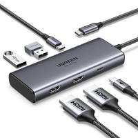 UGREEN USB C Dockingstation Dubbel scherm 6 IN 1 USB C Hub met dubbele HDMI, USB Datapoorten, PD 100W snel opladen