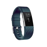 By Qubix - Compatible met Fitbit Charge 2 siliconen bandje - Maat: Small - Grijsblauw - Compatible fitbit bandje