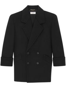 Saint Laurent manteau en laine à boutonnière croisée - Noir