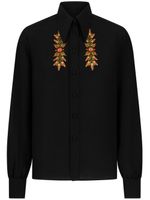 ETRO leaf-embroidery silk shirt - Noir