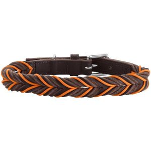 Hunter Solid Education Bruin, Oranje Leer M Hond Standaard halsband