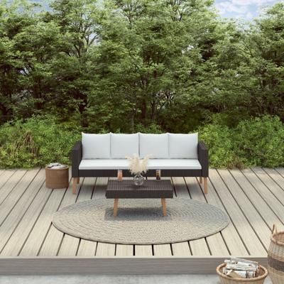 vidaXL 2-delige Loungeset met kussens poly rattan zwart vidaXL 2-delige Loungeset met kussens poly rattan zwart