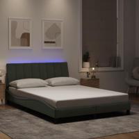 vidaXL Bedframe met LED-verlichting fluweel lichtgrijs 140x200 cm, bed, bed ombouw, tweepersoonsbed, bedbodem, slaapkamermeubel, 2 persoonsbed