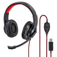 Hama USB-headset, over-ear hoofdtelefoon met microfoon (headset met volumeregelaar en verstelbare microfoonarm, voor videoconferenties, thuiskantoor, callcenter, e-learning, USB-A-stekker), zwart,