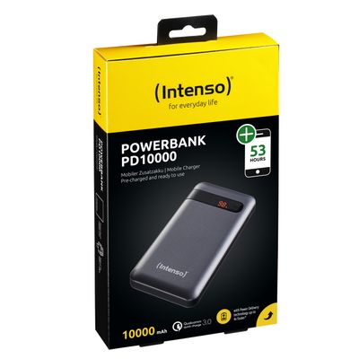 Intenso PD10000 Powerbank 10000 mAh Quick Charge 3.0, Power Delivery 3.0 LiPo Zwart Statusweergave
