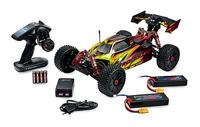 Carson 500409072 1:8 Virus Rocket 120 6S 2.4G 100% RTR - op afstand bestuurde auto, snelheid tot 120 km/u, inclusief batterijen en afstandsbediening, 4WD-aandrijving, spatwaterdicht, geel/zwart