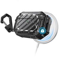 SUPCASE AirPods Pro 2/1-hoes met slot en karabijnhaak, [IP68 waterdicht] [Bescherming van militaire kwaliteit] [Compatibel draadloos opladen] Krasbestendige harde hoes voor AirPods Pro 2e/1e generatie