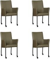 Set van 4 Olijfgroene leren moderne eetkamerstoelen Comfort - Toledo Leer Olive (olijfgroen leer) - thumbnail