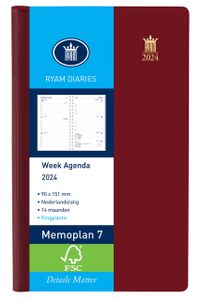 AGENDA 2023 RYAM MEMOPLAN 7 SUPREMA RINGPLASIC 7DAGEN/2PAGINA&apos;S BORDEAUX