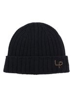 Loro Piana logo-embellished ribbed-knit beanie - Bleu