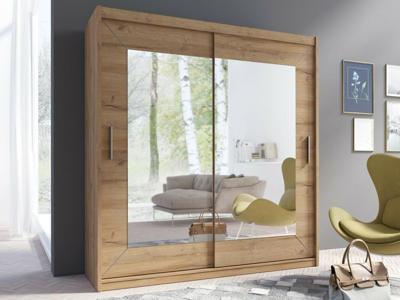 Kast ALHAMBRA 2 schuifdeuren 200 cm grandson eik met spiegel