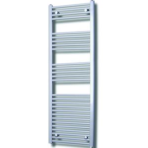 Elektrische Design Radiator Sanicare Plug & Play 172x60 cm Zilver Grijs 1127 Watt Met Zwarte Thermostaat Links