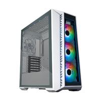 Cooler Master MasterBox 520 pc behuizing - Mid-Tower ATX-chassis, 4 x geïnstalleerde ventilatoren, verschillende luchtstroom configuraties, voor- en zijpaneel van gehard glas, ARGB-controller - wit
