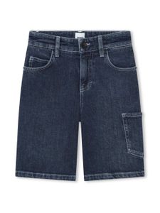 BOSS Kidswear short en jean à logo brodé - Bleu