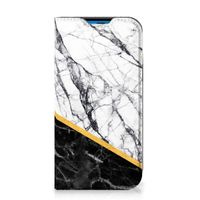 iPhone 14 Pro Standcase Marmer Wit Zwart - Origineel Cadeau Man