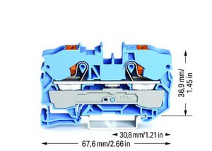 WAGO 2210-1204 Doorgangsklem 10 mm Push-In-klem Blauw 25 stuk(s)