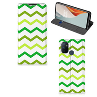 OnePlus Nord N100 Hoesje met Magneet Zigzag Groen - thumbnail