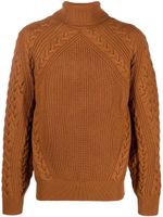 Zegna pull en maille torsadée à col roulé - Marron