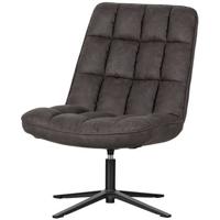 WOOOD Dirkje Draaifauteuil - Leerlook - Zwart - 101x70x85