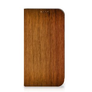 iPhone 15 Book Wallet Case Donker Hout