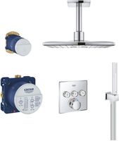 Grohe Grohtherm Smartcontrol 310 Comfortset inbouw regendoucheset Cube met 3 straalsoorten en plafondaansluiting Ø31cm chroom - thumbnail