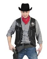 Cowboy Vest zwart volwassen - thumbnail