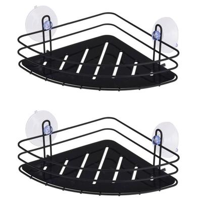 2x stuks zwarte hoek badkamer doucherek 20 cm - Douche- en badrekjes