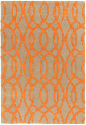 Wollen Modern Vloerkleed Oranje Beige Wire