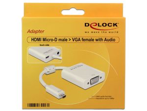 Delock 65557 Adapter HDMI Micro-D male > VGA female met Audio wit