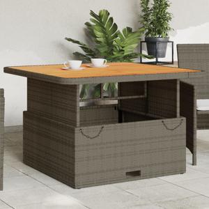 Tuintafel 110x110x71 cm poly rattan en acaciahout grijs