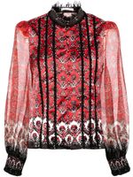 alice + olivia blouse Bettina à détail de dentelle - Rouge - thumbnail