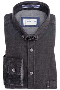 Blue Crane Slim Fit Denim shirt donkergrijs, Effen