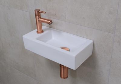 Mueller Mini Rhea fonteinset met koper kraan en toebehoren links Mueller Mini Rhea fonteinset met koper kraan en toebehoren links