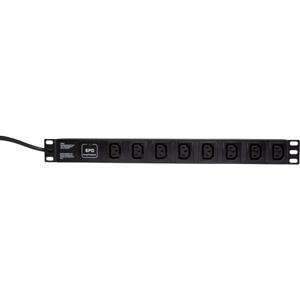 LogiLink PDU8A01 19 inch Stekkerdoos voor patchkast 1 HE Apparaatcontactdoos C13 10A Vast inbouw, Met schakelaar Zwart