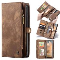 Caseme 2-in-1 Multifunctioneel Samsung Galaxy S22 Ultra 5G Portemonnee Hoesje - Bruin - thumbnail