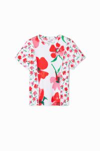 T-shirt met bloemenpatch - WHITE - 11/12