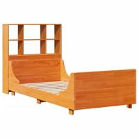 vidaXL Bed met boekenkast zonder matras hout wasbruin 100x200 cm, bed, slaapkamermeubel, bed met opbergruimte, eenpersoonsbed, houten bed, bedbodem