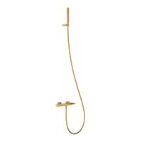 Badkraan Tres Slim | Opbouw | Mengkraan | Incl.Handdoucheset | 2-weg | hoh 15 cm | 1-knop | Vierkant | 24k Goud mat - thumbnail