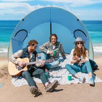 Gemakkelijke Pop-Up Strandtent Zonneschermtent voor Buiten voor 3-4 Personen Draagbare Pop-Up Tent met Zilveren Coating Blauw