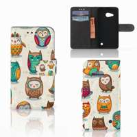 Microsoft Lumia 550 Telefoonhoesje met Pasjes Vrolijke Uilen