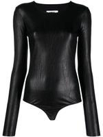 MM6 Maison Margiela body à longues manches en cuir artificiel - Noir