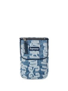 Supreme pochette en jean à logo en jacquard - Bleu