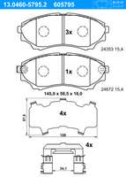 Remblokkenset, schijfrem ATE, u.a. für Ford, Mazda