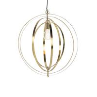 QAZQA - Retro Vintage Hanglamp | Eettafel | Eetkamer messing - Rings | Slaapkamer | Keuken - Staal Bol - E27 Geschikt voor LED - Max. 1 x 40 Watt