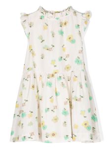 Bonpoint floral-print silk ruffled dress - Tons neutres