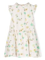 Bonpoint floral-print silk ruffled dress - Tons neutres - thumbnail