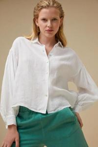 By-Bar Blouse sarah short linen | bright white