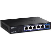TRENDnet 6-poorts onbeheerde 2.5G-switch met 10G SFP+-poort, TEG-S5061, 5 x 2,5 GBASE-T-poorten, 45 Gbps schakelcapaciteit, ventilatorloos, wandmontage, zwart